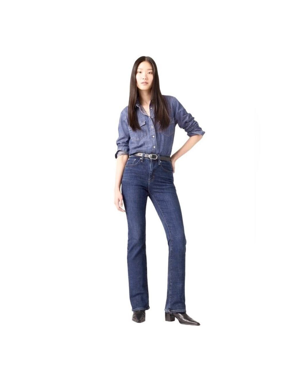 Levis 725 High Rise Bootcut Jeans in Lapis Dark Horse Sz 30x32